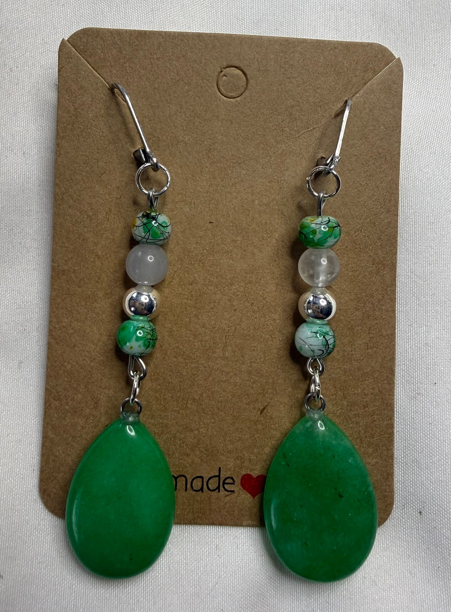 Earring - Green Aventurine and Clear Quartz