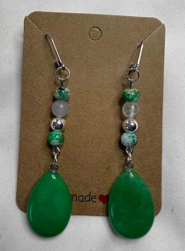 Earring - Green Aventurine and Clear Quartz