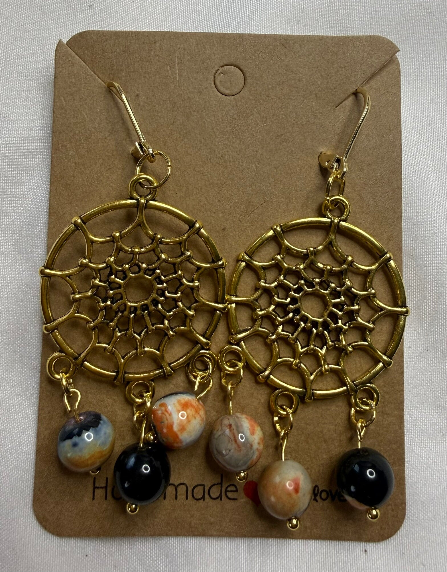 Earrings - Chandelier Orange Flame Agate Beads