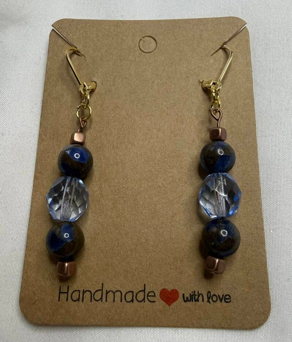 Earrings - Dark Blue Golden Chalcedony