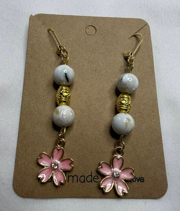 Earrings - White Shell Howlite Turquoise