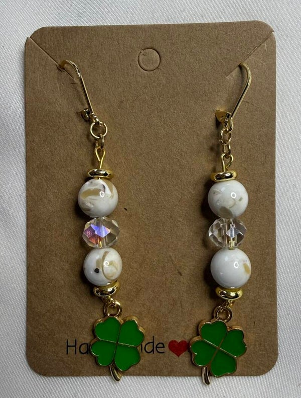 Earrings - White Shell Howlite Turquoise