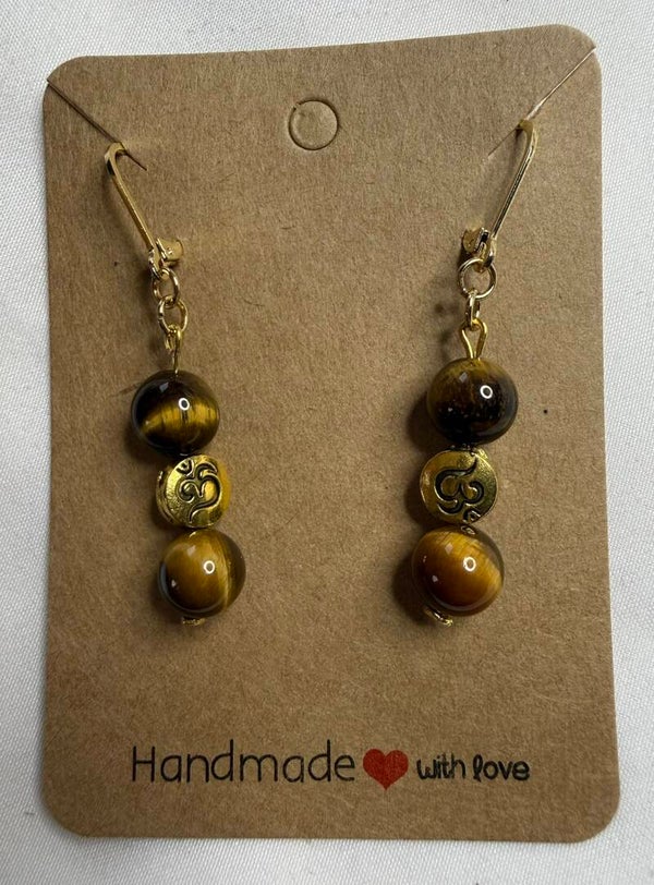 Earrings - Brown Tiger's Eye Beads