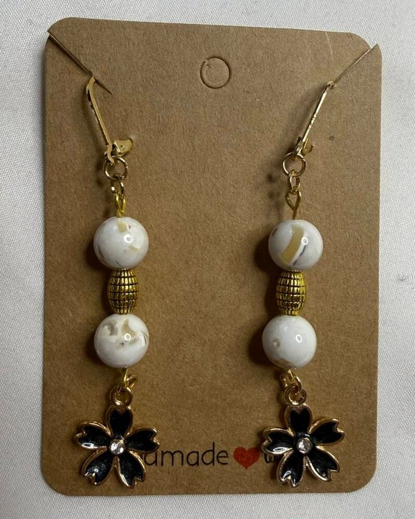 Earrings - White Shell Howlite Turquoise