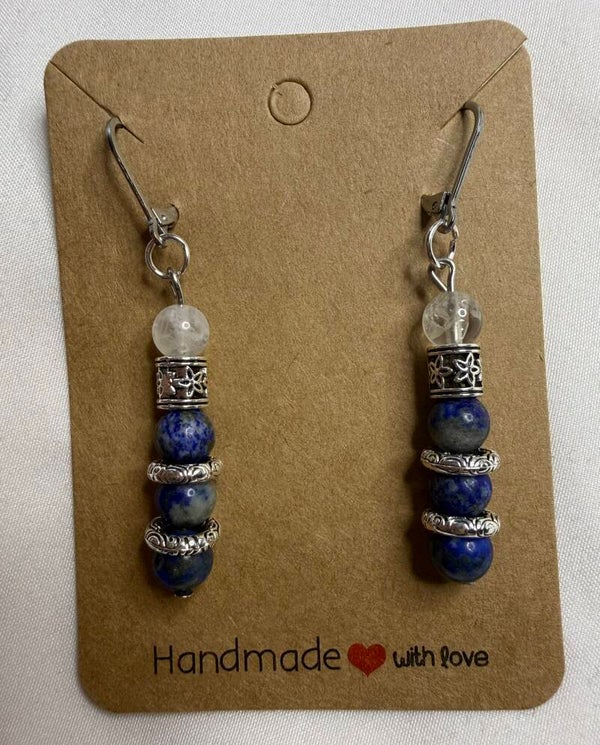 Earrings - Lapis Lazuli and Clear Quartz