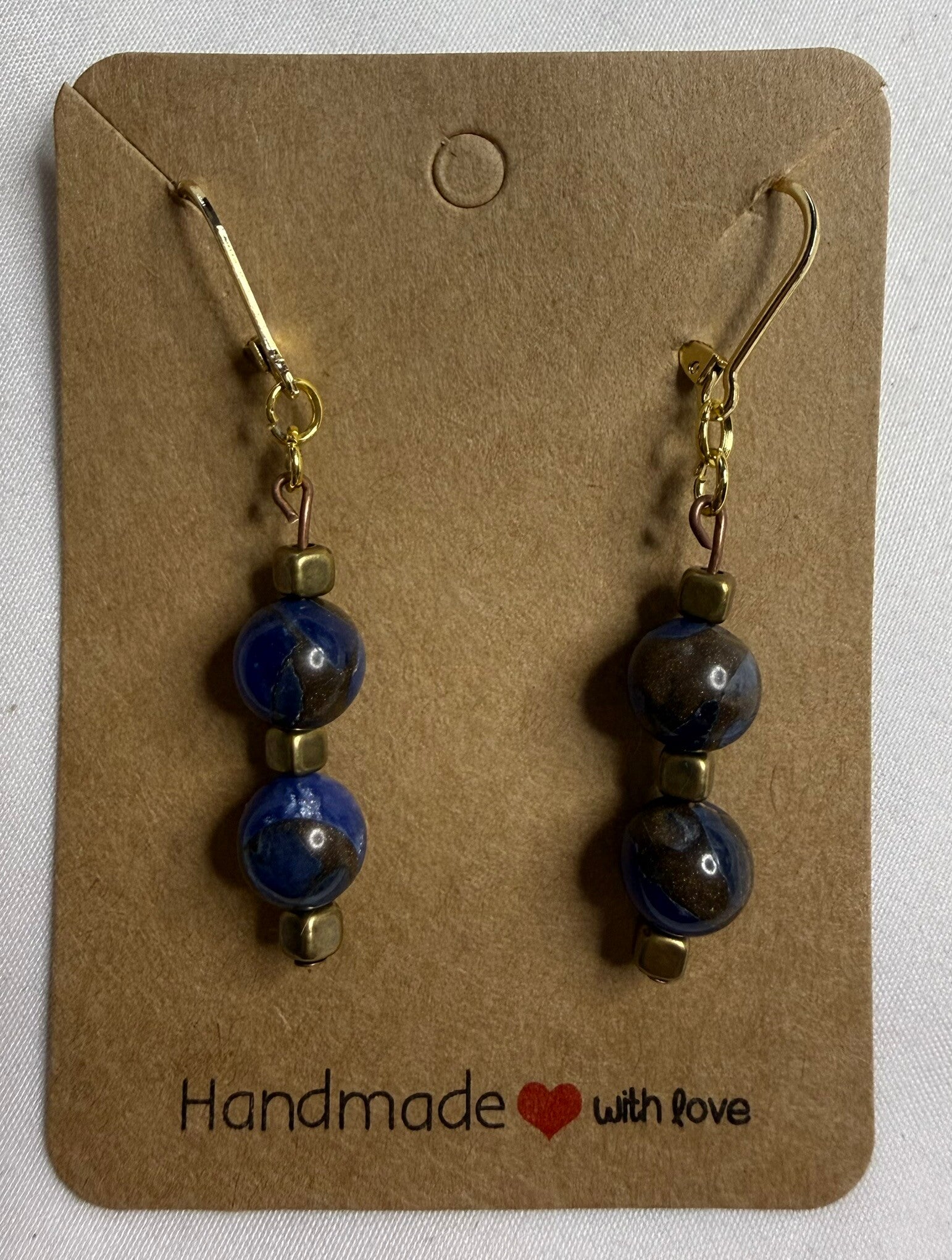 Earrings - Dark Blue Golden Chalcedony