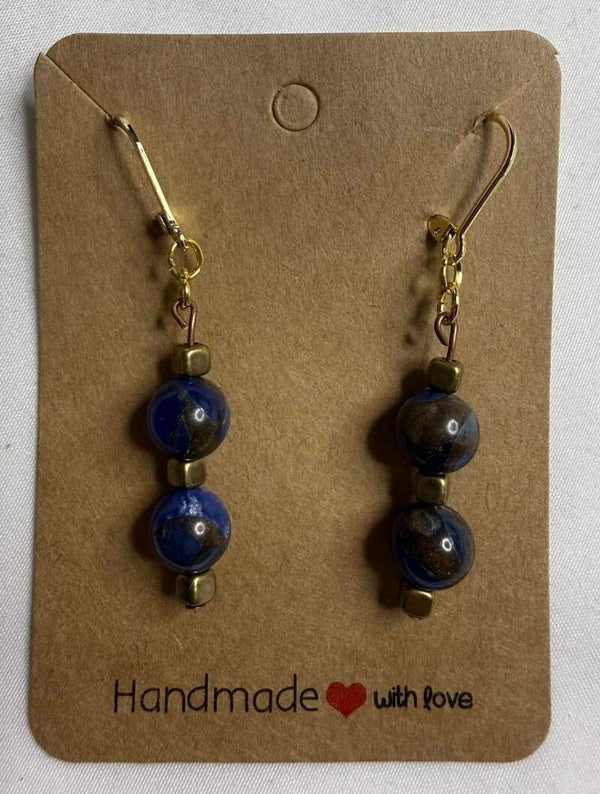 Earrings - Dark Blue Golden Chalcedony