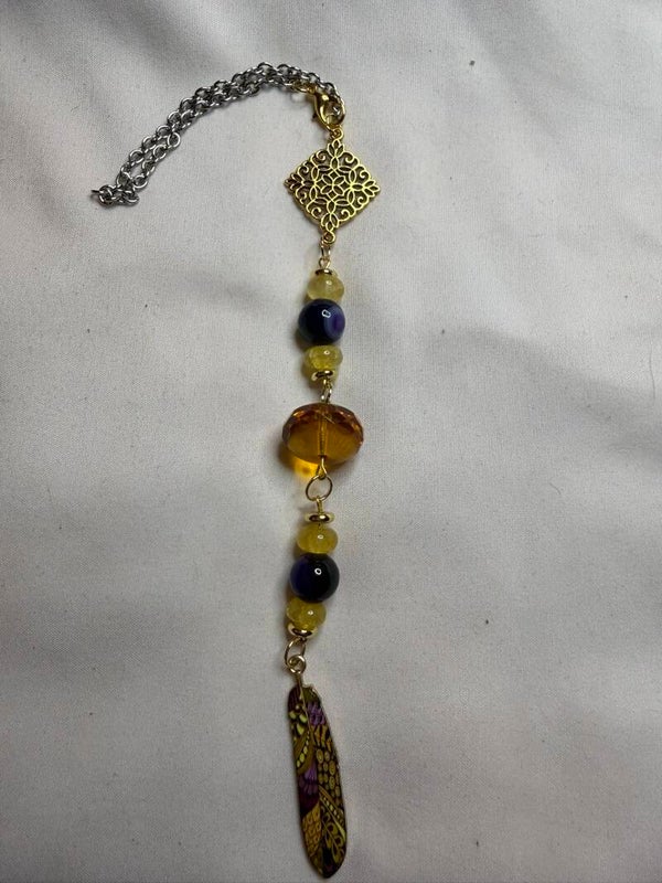 Suncatcher - Purple Agates with Gold Accent Glass Beads