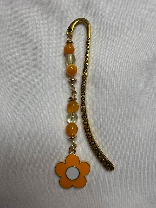 Bookmark - Orange Agate Beads