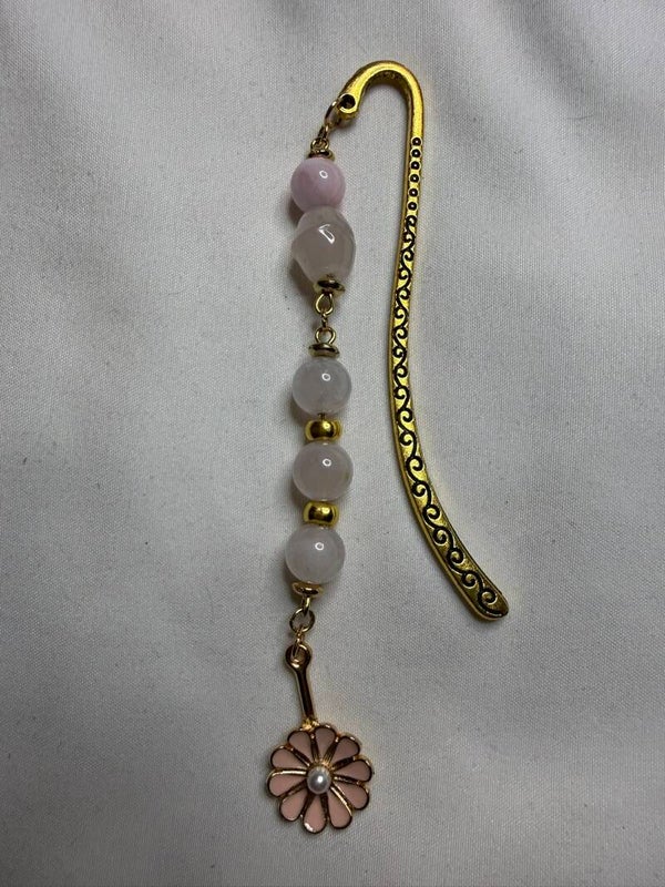 Bookmark - Pink Quartz Beads