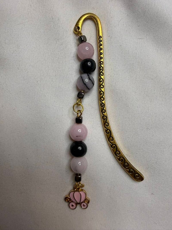 Bookmark - Pink Chalcedony and Black Onyx