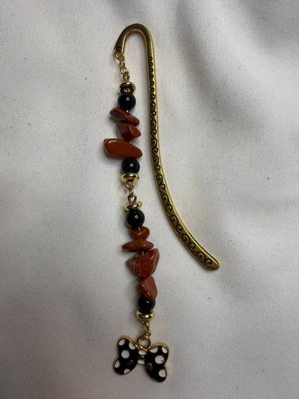 Bookmark - Red Jasper Chips and Onyx Beads