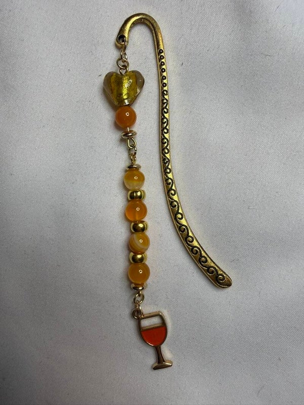 Bookmark - Orange Agate Beads