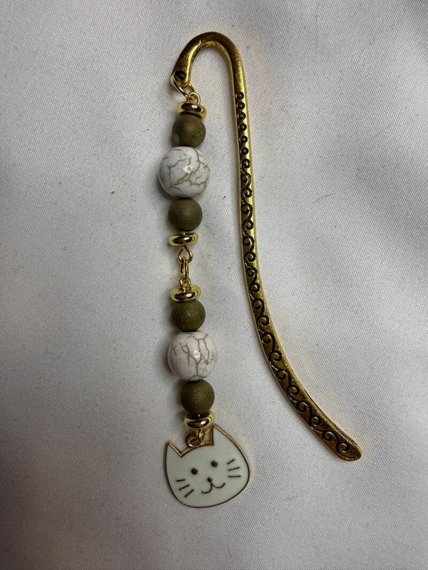 Bookmark - White Turquoise Beads