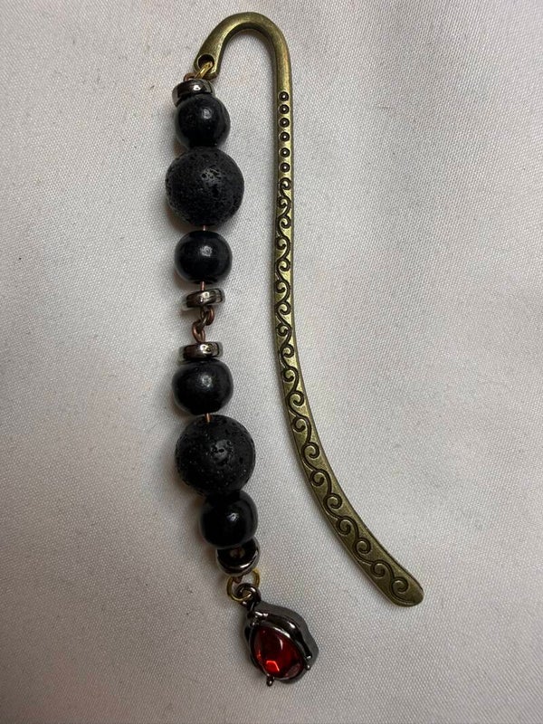 Bookmark - Lava and Matte Onyx Beads