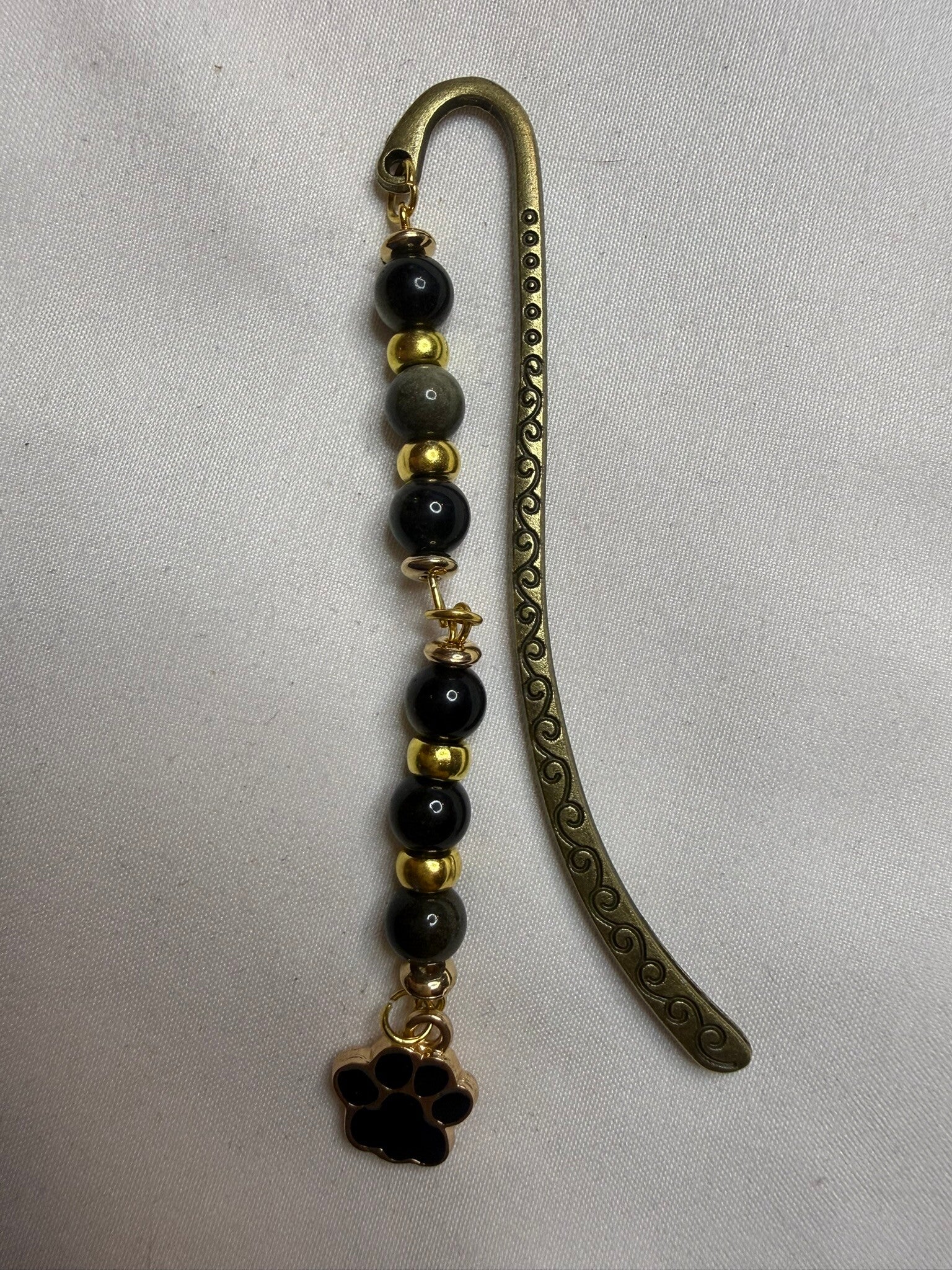 Bookmark - Black Obsidian Beads