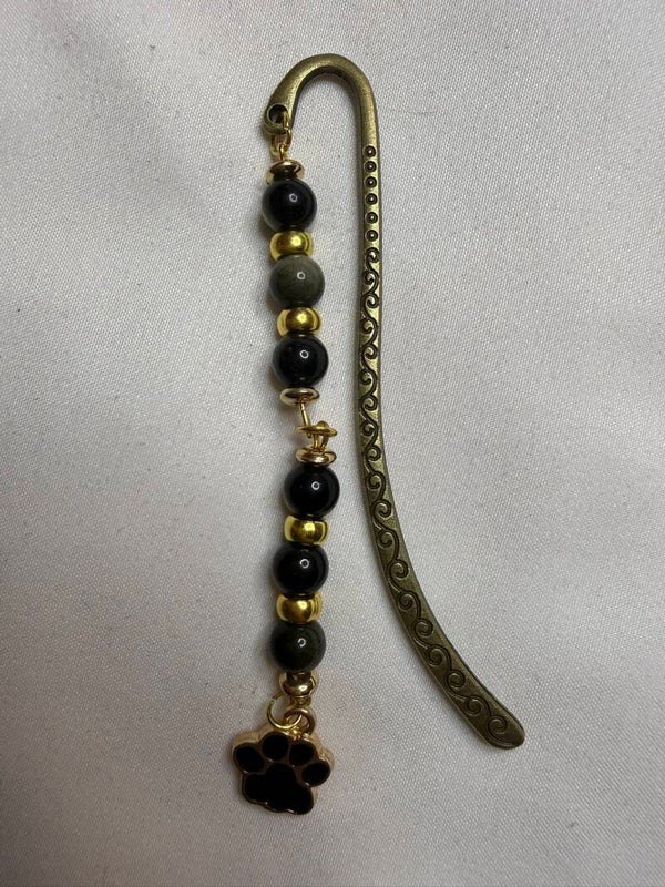 Bookmark - Black Obsidian Beads