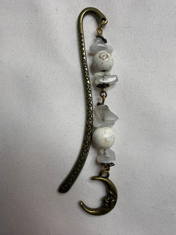 Bookmark - Howlite and Clear Quartz Crystals
