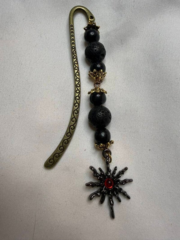 Bookmark - Black Obsidian and Lava Beads