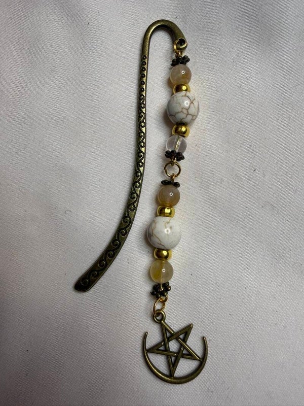 Bookmark - White Turquoise and Citrine Beads