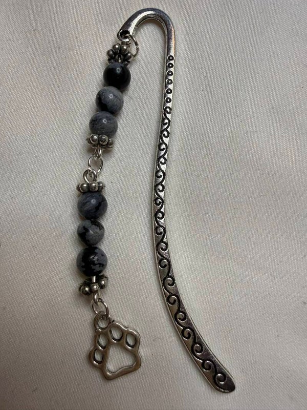 Bookmark - Snowflake Obsidian Beads