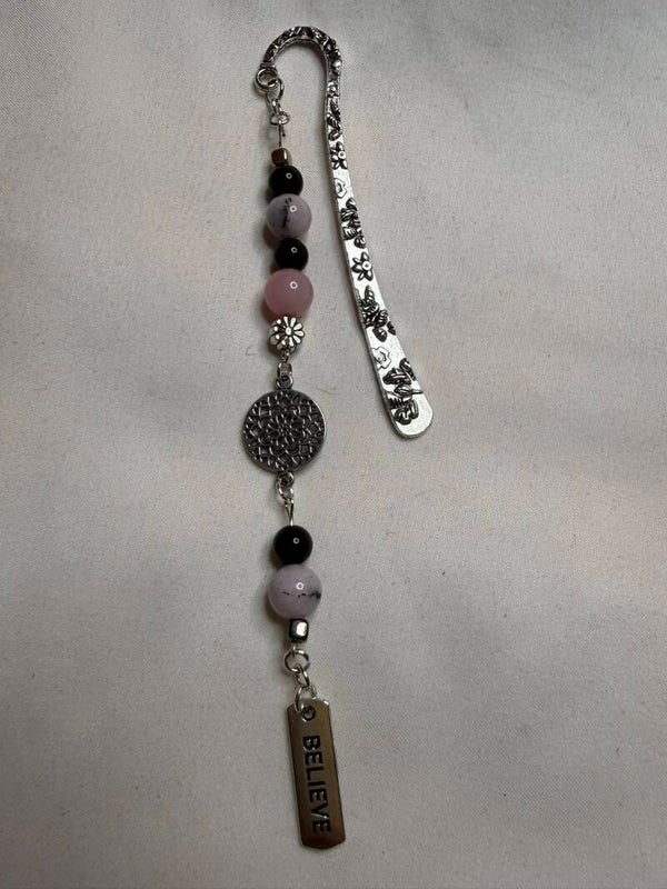 Bookmark - Pink Chalcedony and Black Obsidian