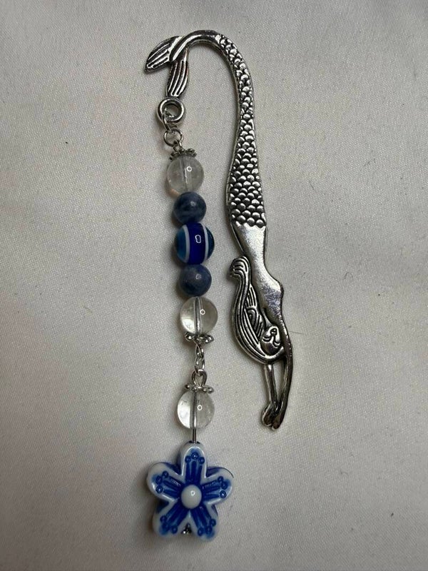 Bookmark - Clear Quartz, Lapis Lazuli and Nazar Beads