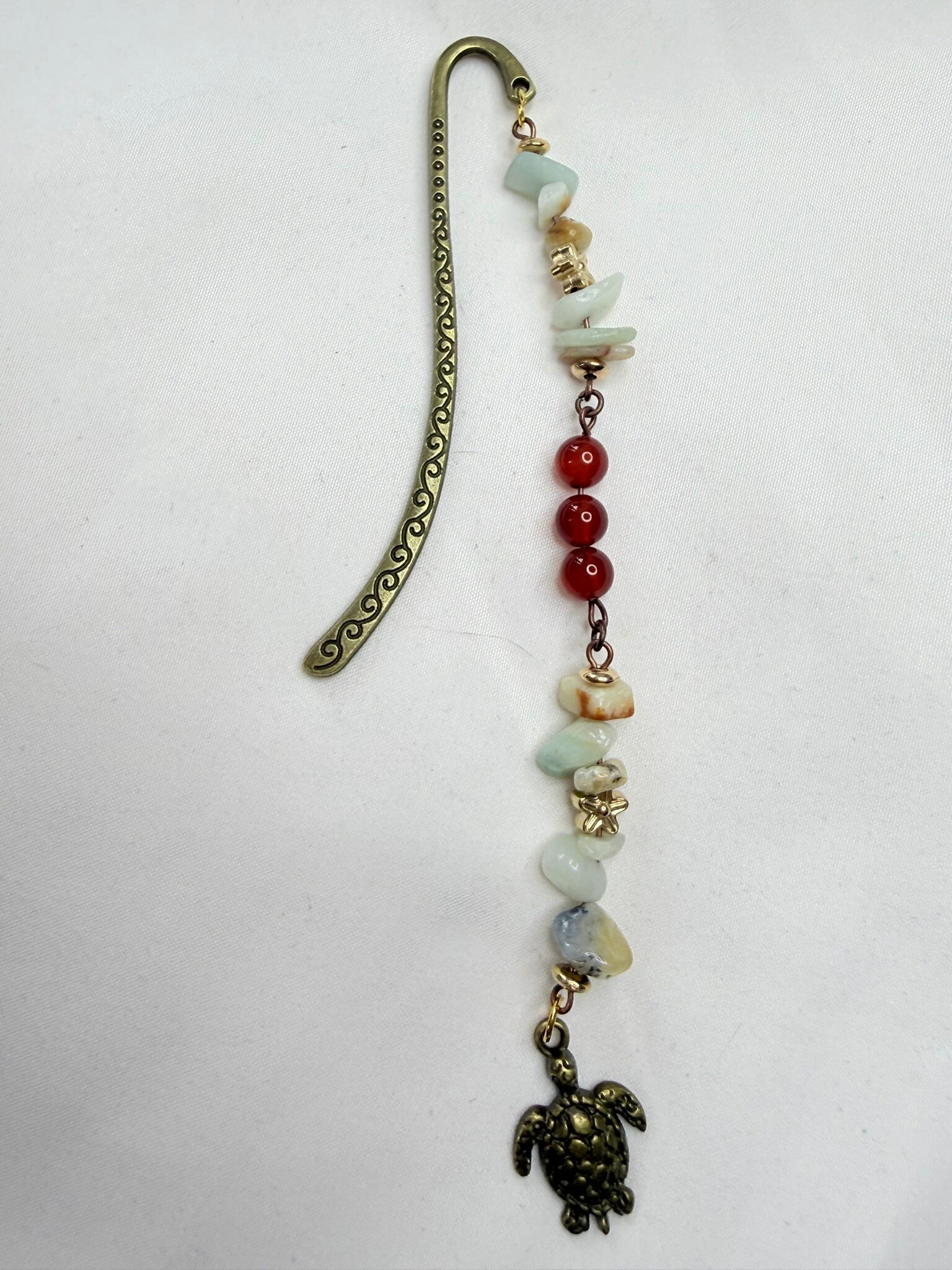 Bookmark - Caribbean Calcite Chips and Carnelian Beads
