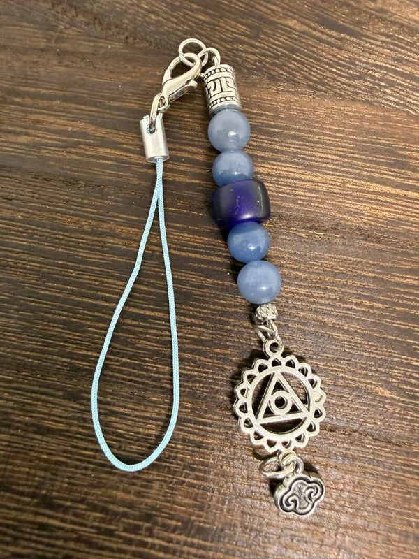 Charm - Blue Aventurine and Silver Tibetan Charms