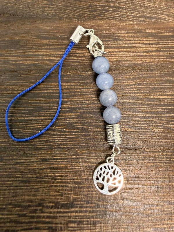 Charm - Blue Aventurine and Silver Tree of Life Charm