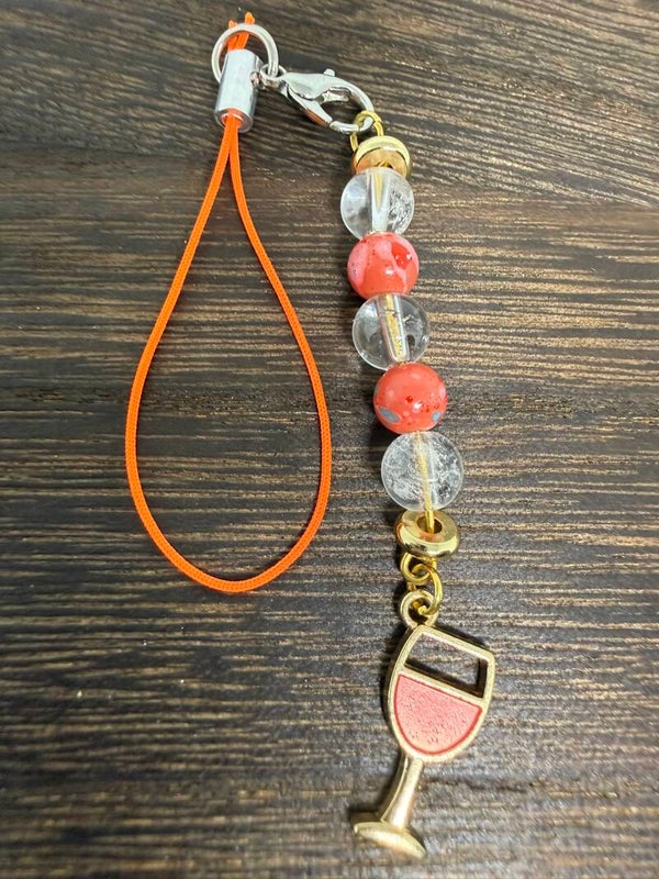 Charm - Clear Quartz, Pink Drink Charm