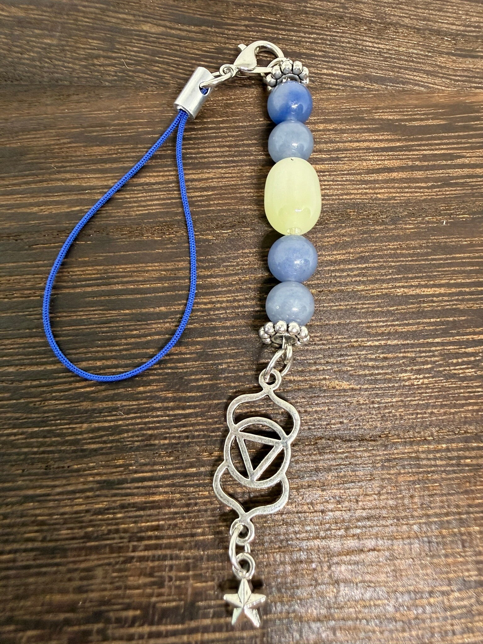 Charm - Blue Aventurine, Silver Tibetan Charm and Silver Star Charm