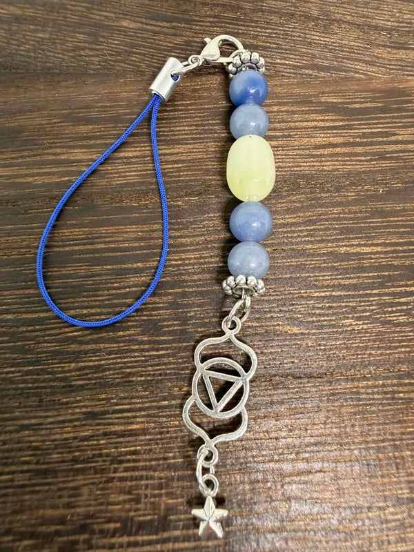 Charm - Blue Aventurine, Silver Tibetan Charm and Silver Star Charm