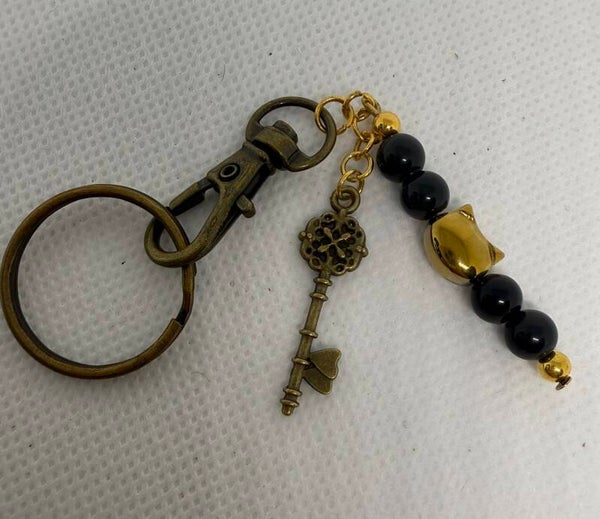 Keychain - Antique, Onyx, Key charm