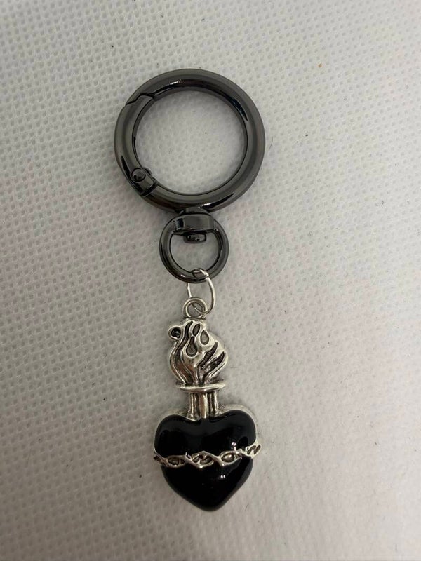 Keychain - Tattoo Heart, Flame and Barbed Wire