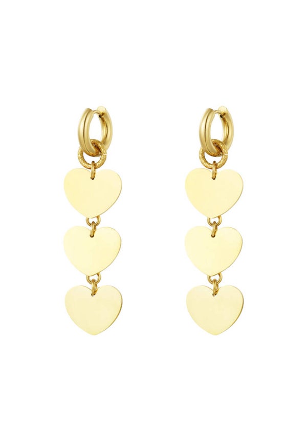 Triple love earrings - gold
