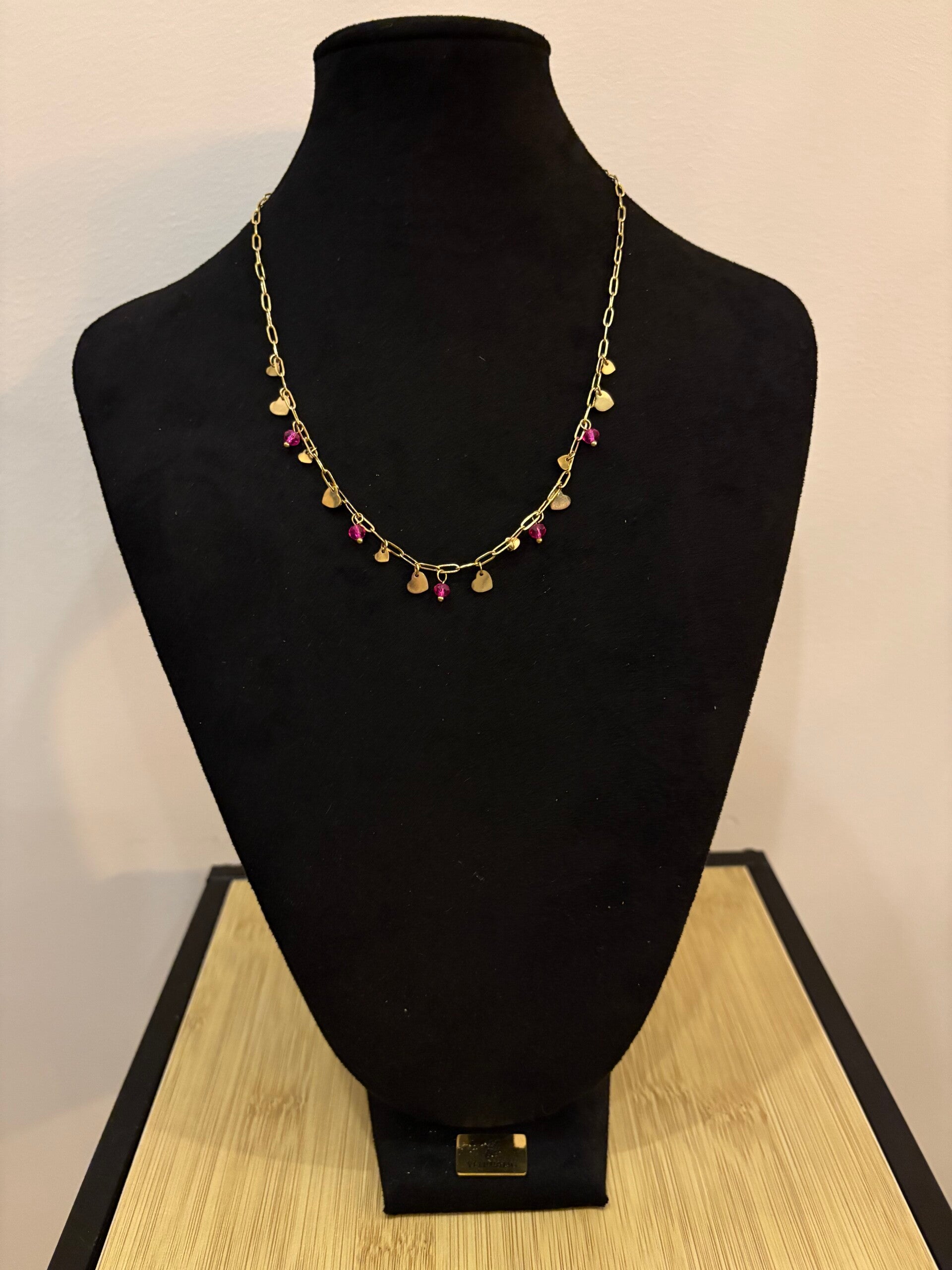 Full of love pink necklace - gold