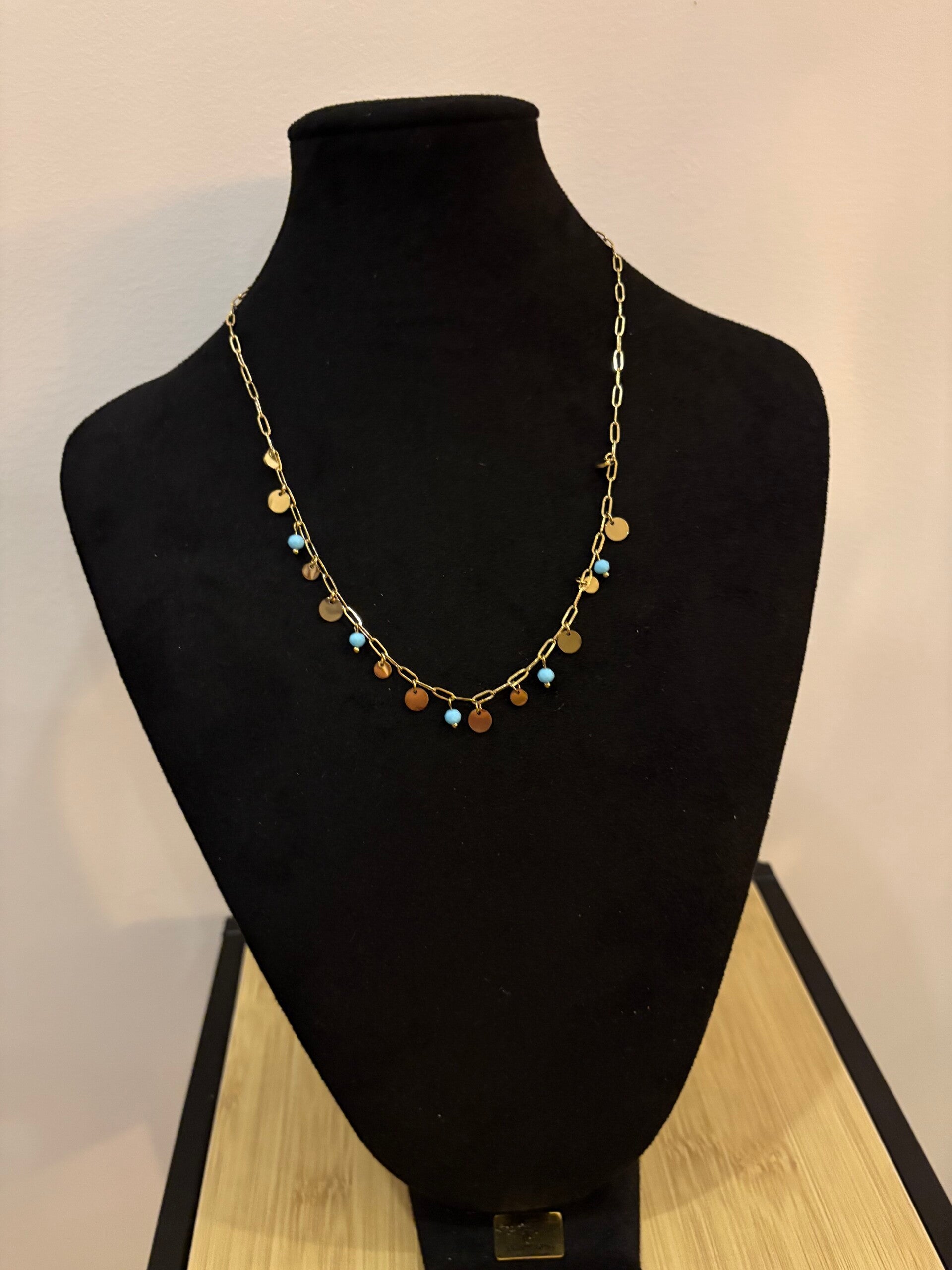 Full of love blue necklace - gold