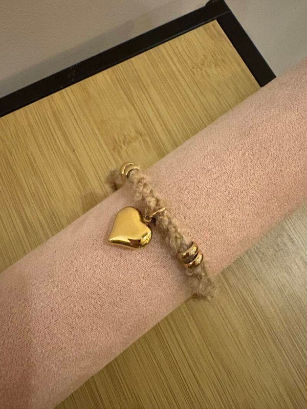 Brown heart bracelet - gold