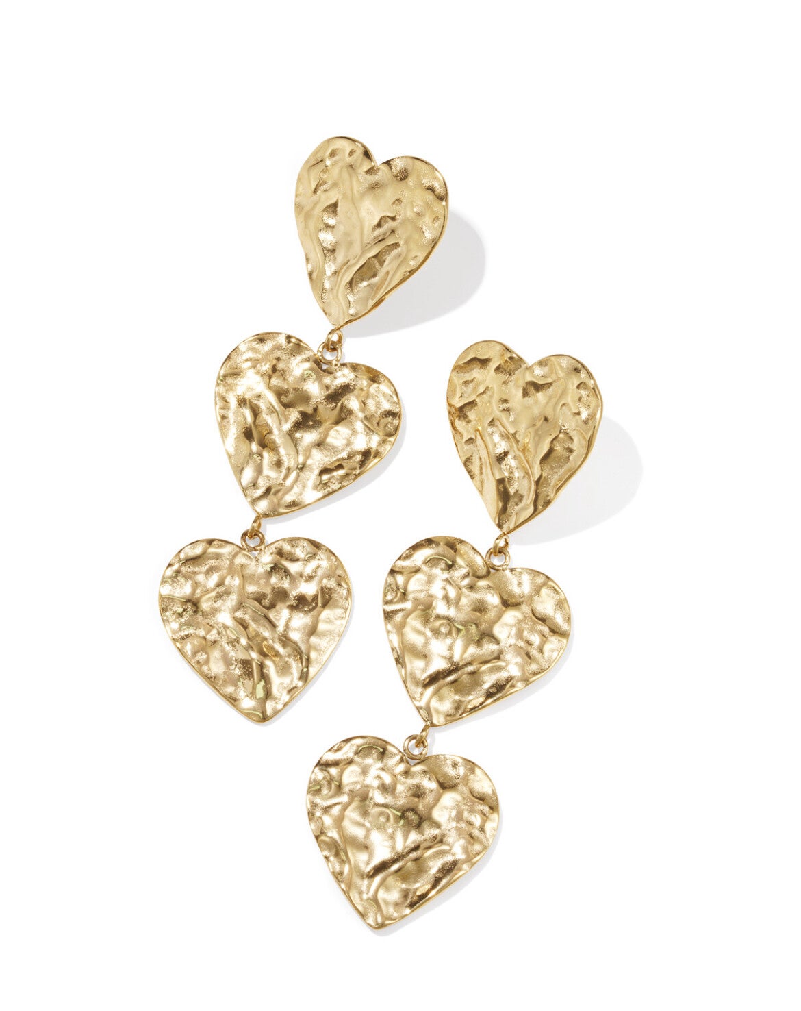 Mega 3 heart earrings - gold