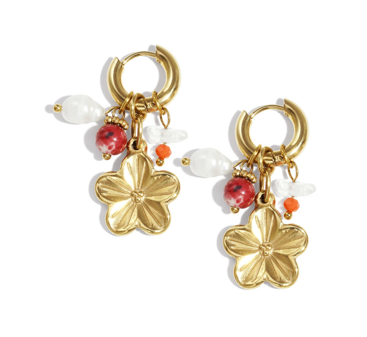 Flower earrings - gold
