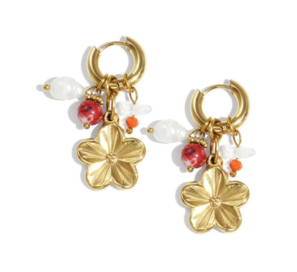 Flower earrings - gold