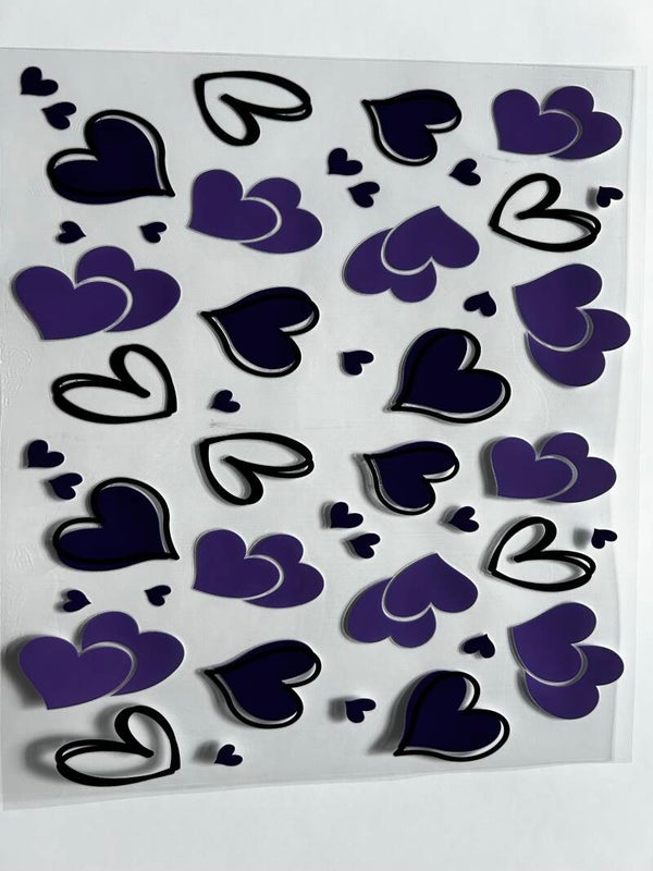 20 oz DTF - purple and black hearts