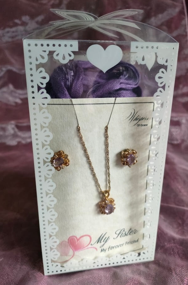 My Sister and Forever Friend - necklace and earrings  and scarf gift set