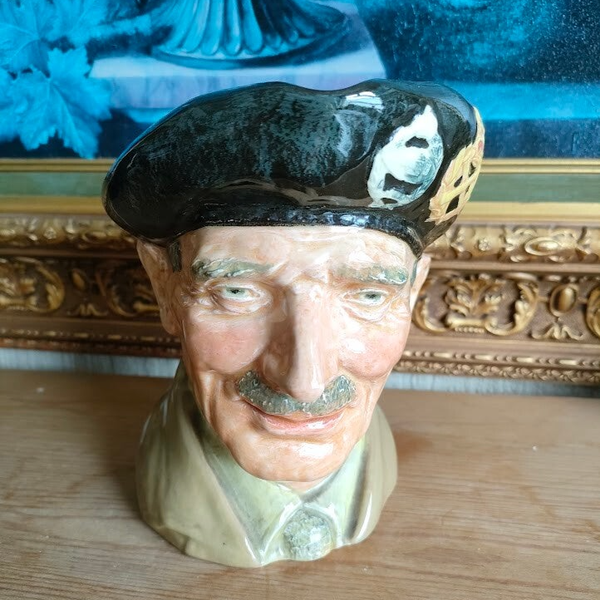 Royal Doulton "Monty" Character Toby Jug - Vintage 6" Military Design - Excellent Condition