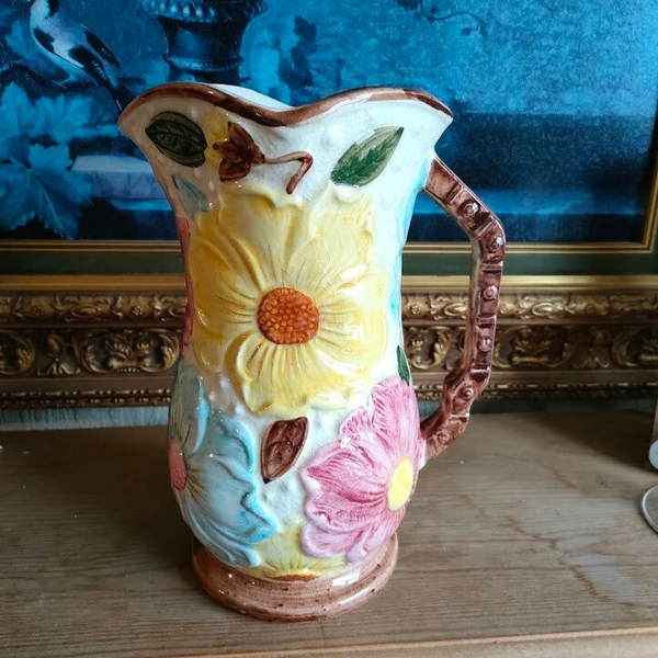1930s Kensington Ware Lustre Glaze Jug - Hand Painted Floral Design - 23cm Tall - Perfect Condition