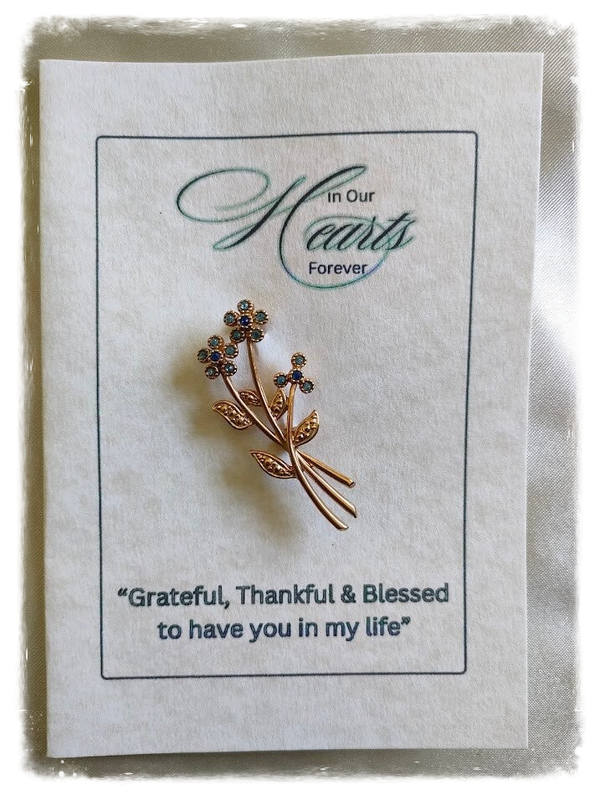 Grateful, Thankful & Blessed Flower Brooch