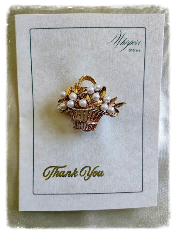 Thank You Flower Basket Brooch