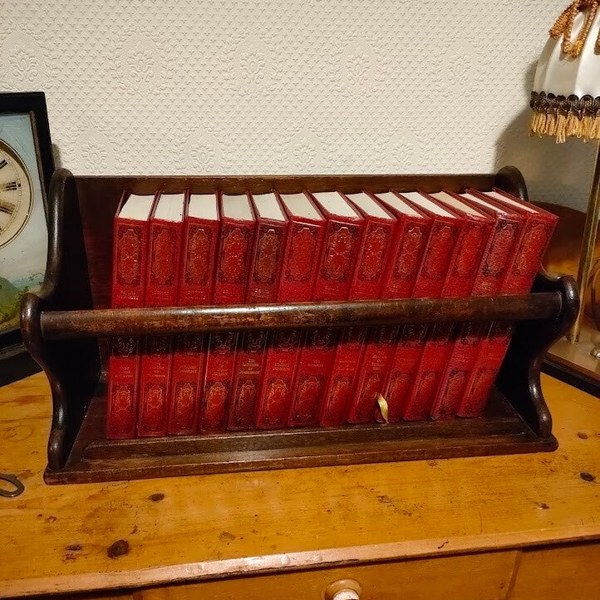 Vintage Wooden Book Rack with Complete Dennis Wheatley Heron Books Collection