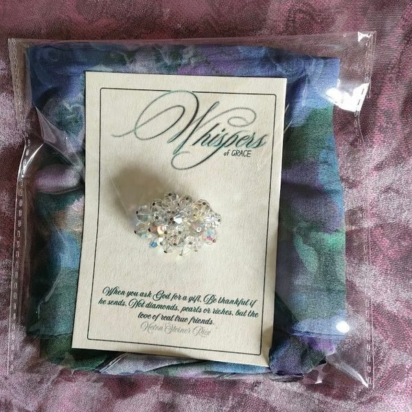 Friendship gift set - vintage brooch and scarf